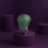 Emerald Dome Pavé Cocktail Ring