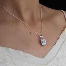 White Princess Cut Halo Pendant