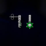 Emerald Flower Cluster Drop Earrings