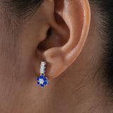 Blue Flower Cluster Drop Earrings