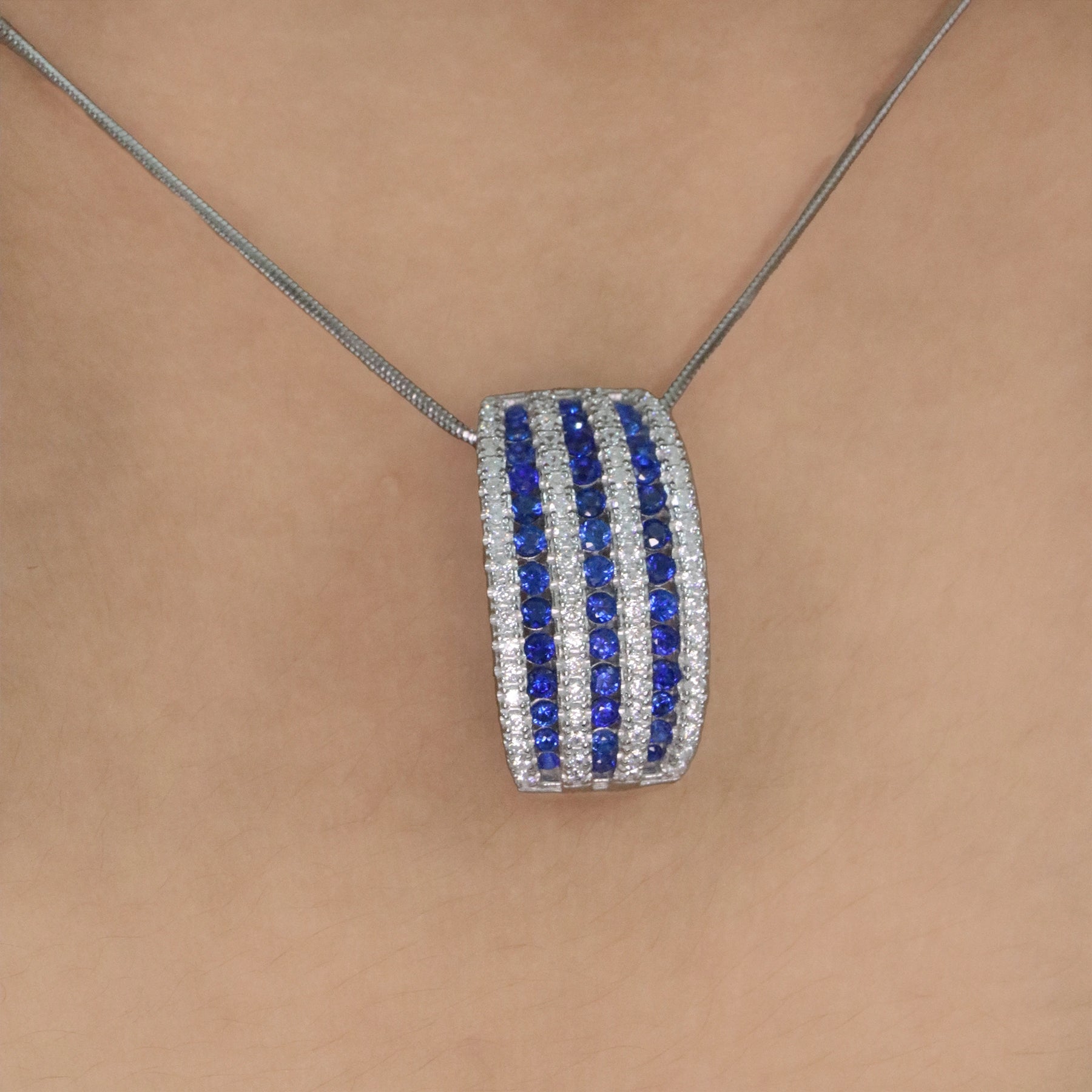 Sapphire Stripe Curve Pendant