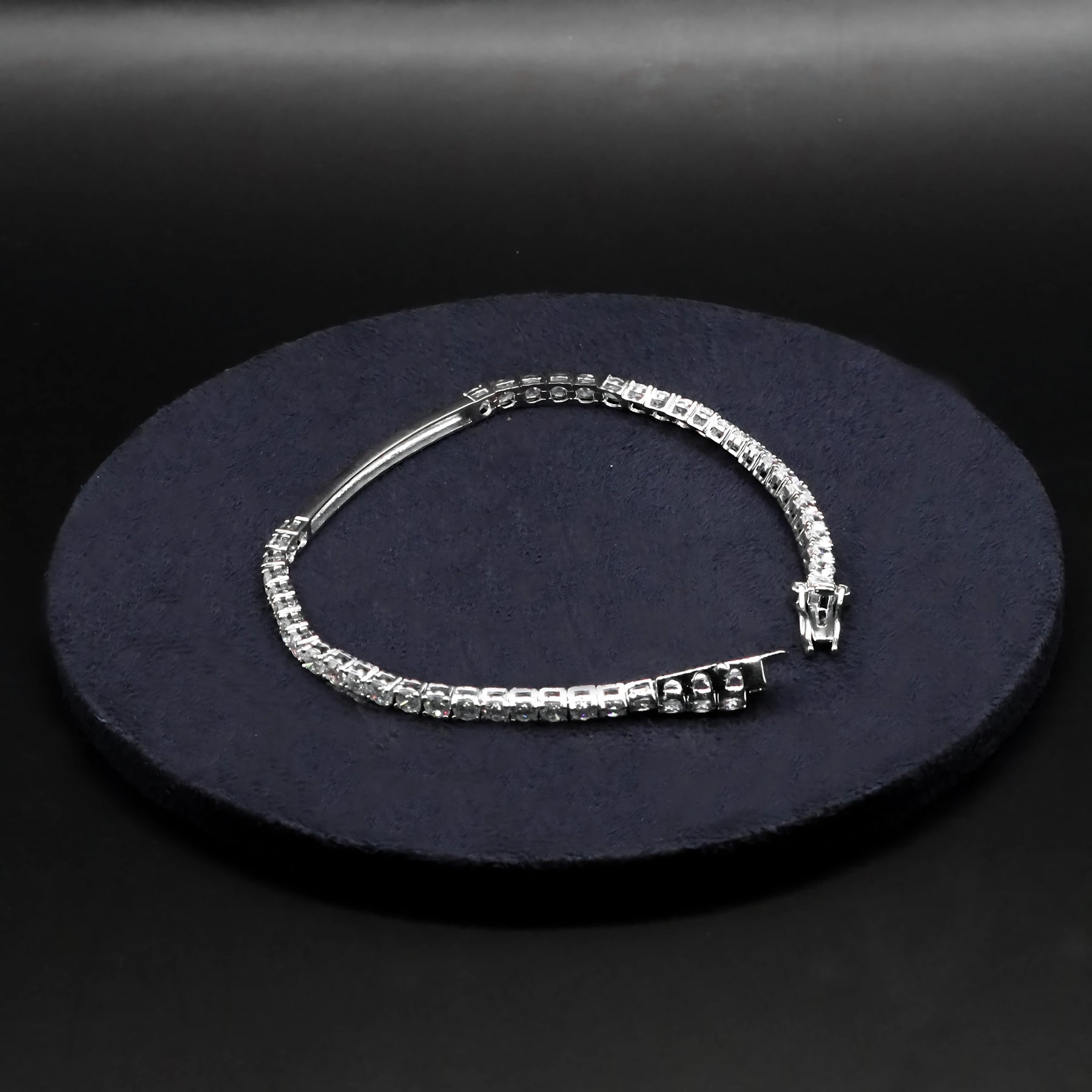 Silver Bar Design White CZ Tennis Bracelet