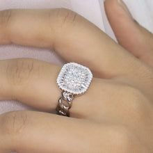 White Baguette Halo Cocktail Ring