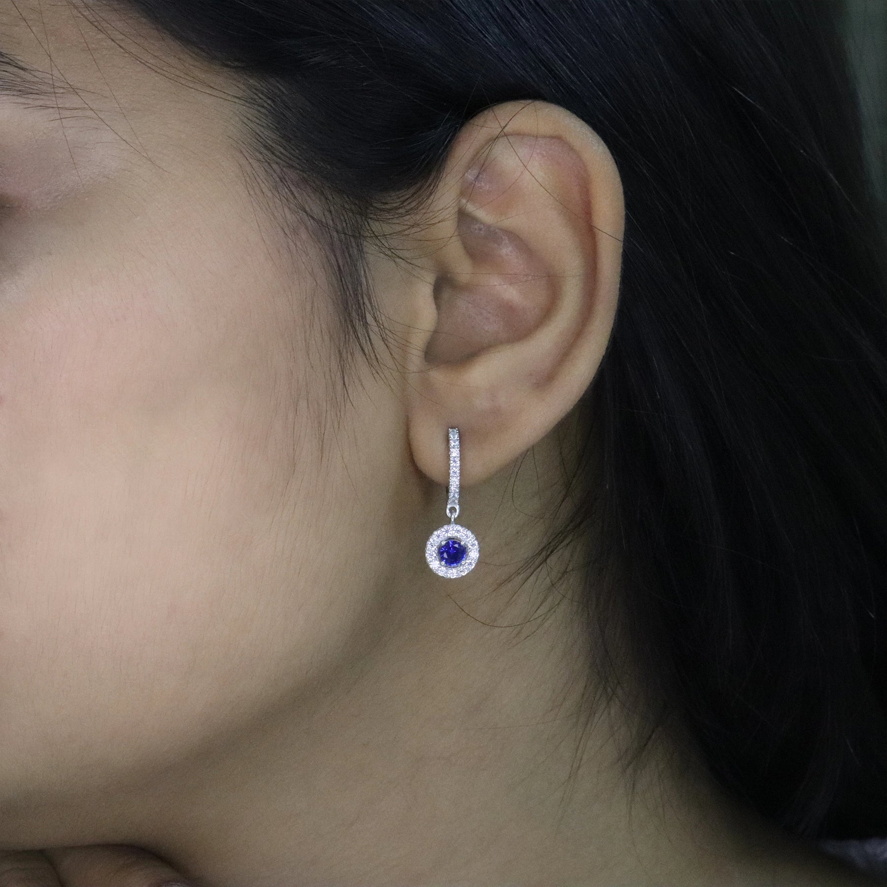 Sapphire Celestia Halo Earrings