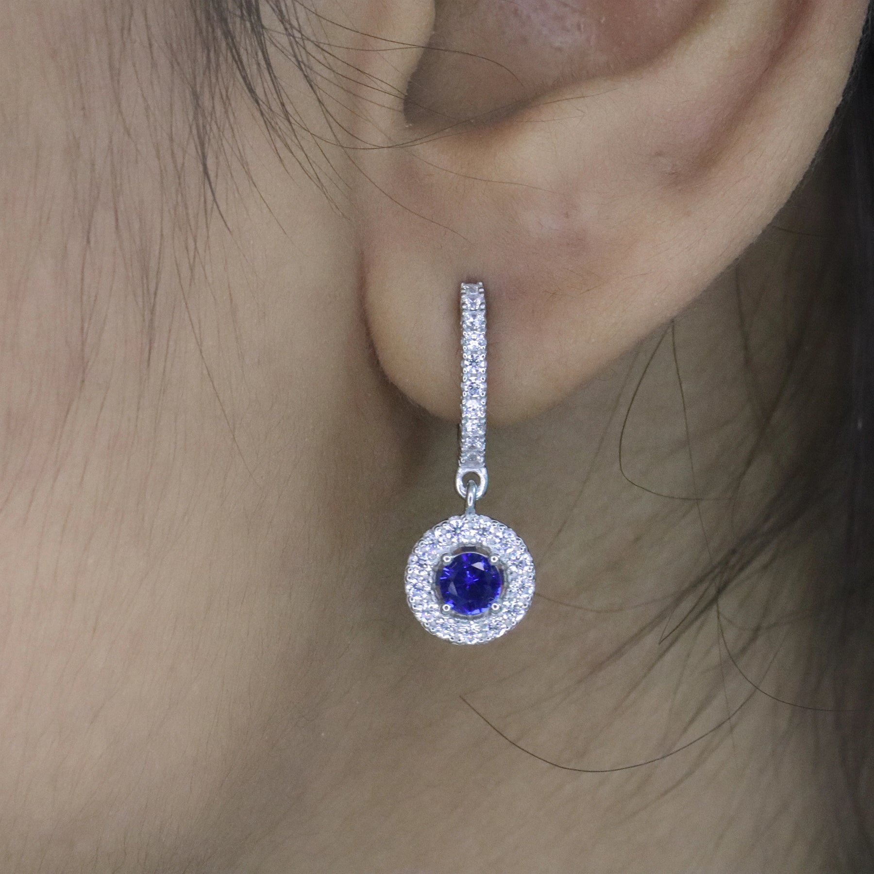 Sapphire Celestia Halo Earrings