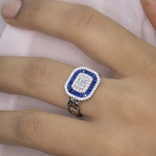 Sapphire Baguette Halo Cocktail Ring