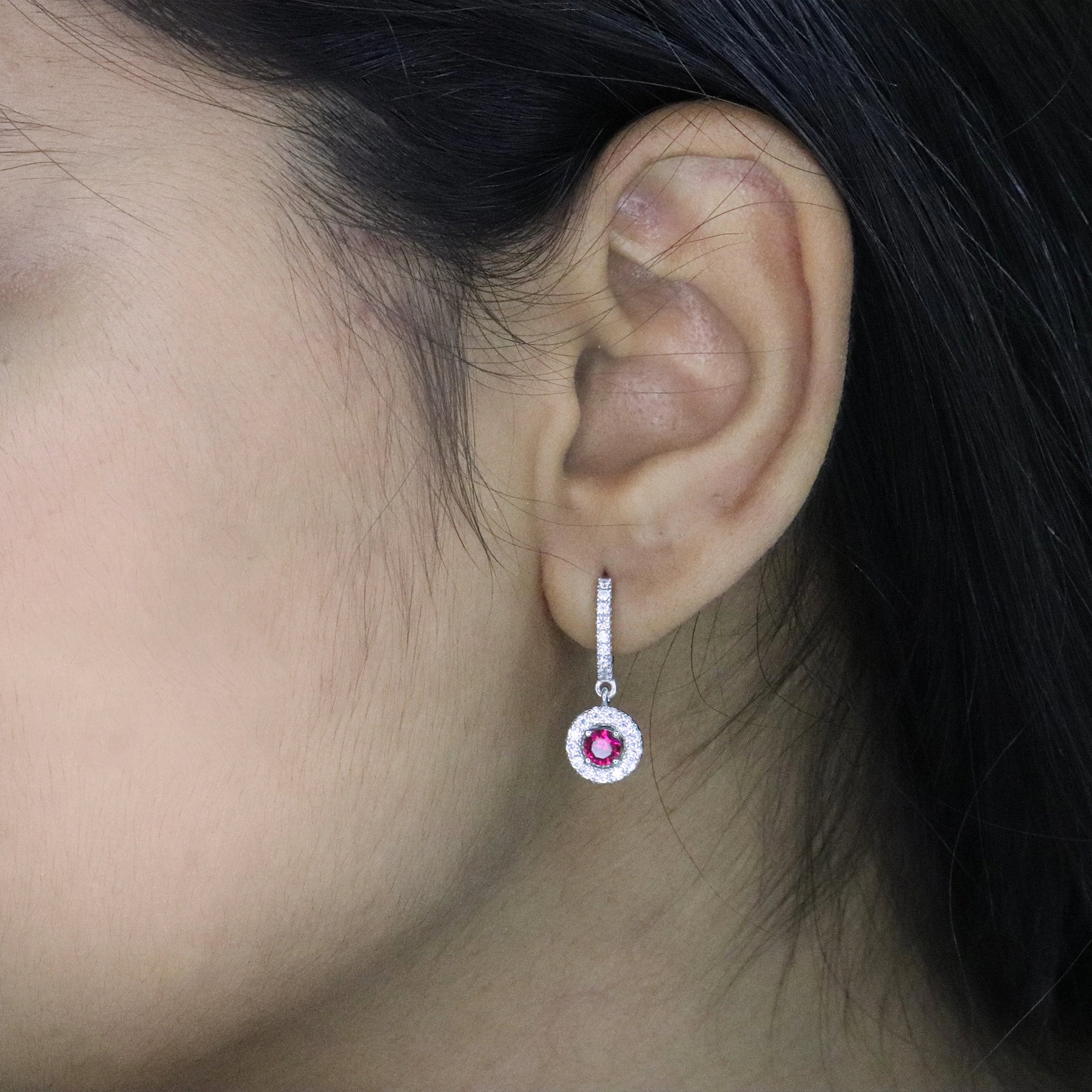 Ruby Celestia Halo Earrings