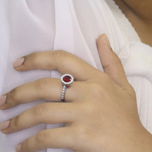 Crimson Bloom Halo Ring