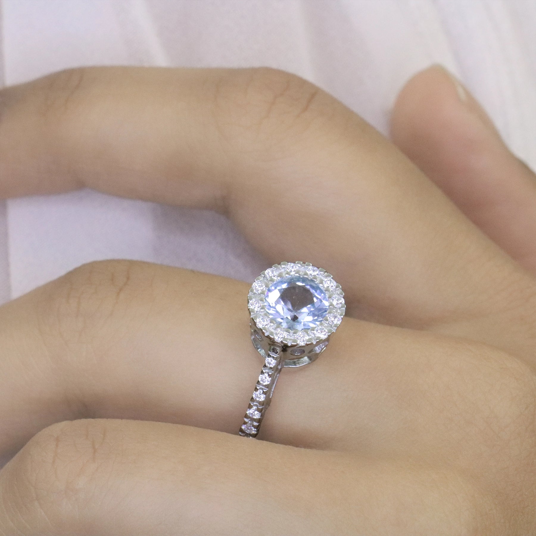 Aqua Bloom Halo Ring