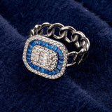 Sapphire Baguette Halo Cocktail Ring