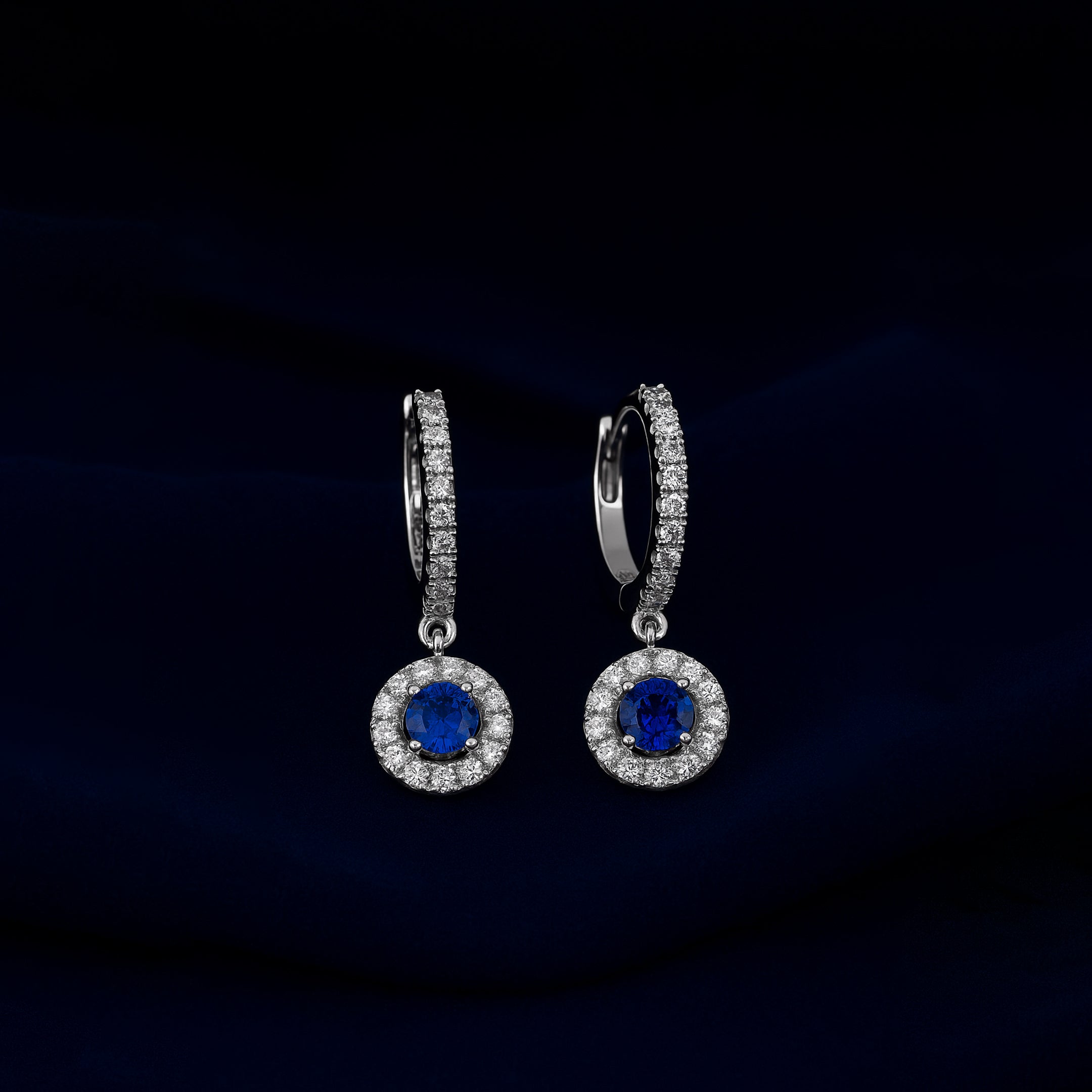 Sapphire Celestia Halo Earrings