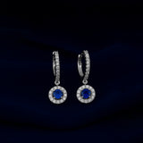 Sapphire Celestia Halo Earrings