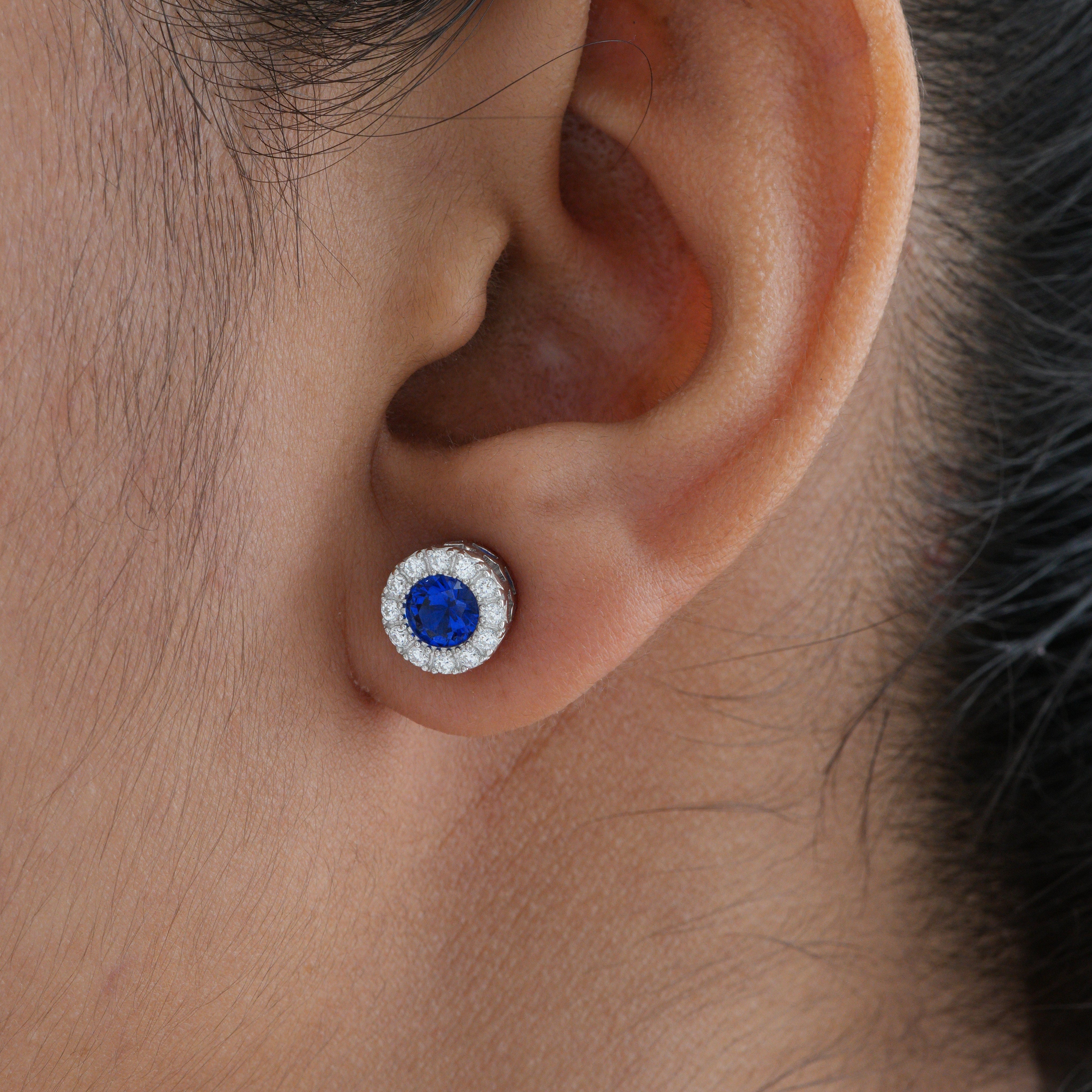 Sapphire Halo Stud Earrings