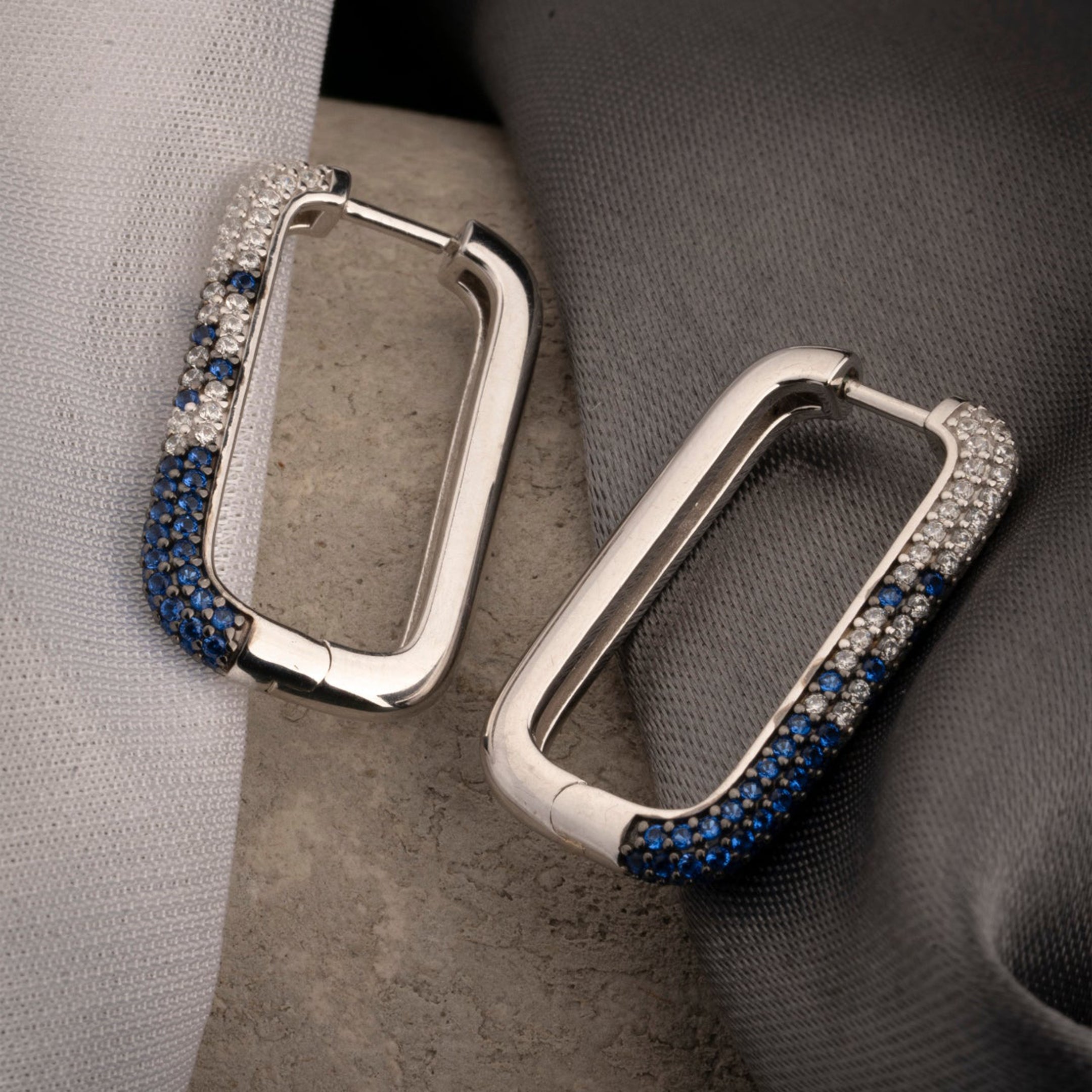 Sapphire Ombre Pavé Hoop Earrings