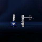 Blue Flower Cluster Drop Earrings