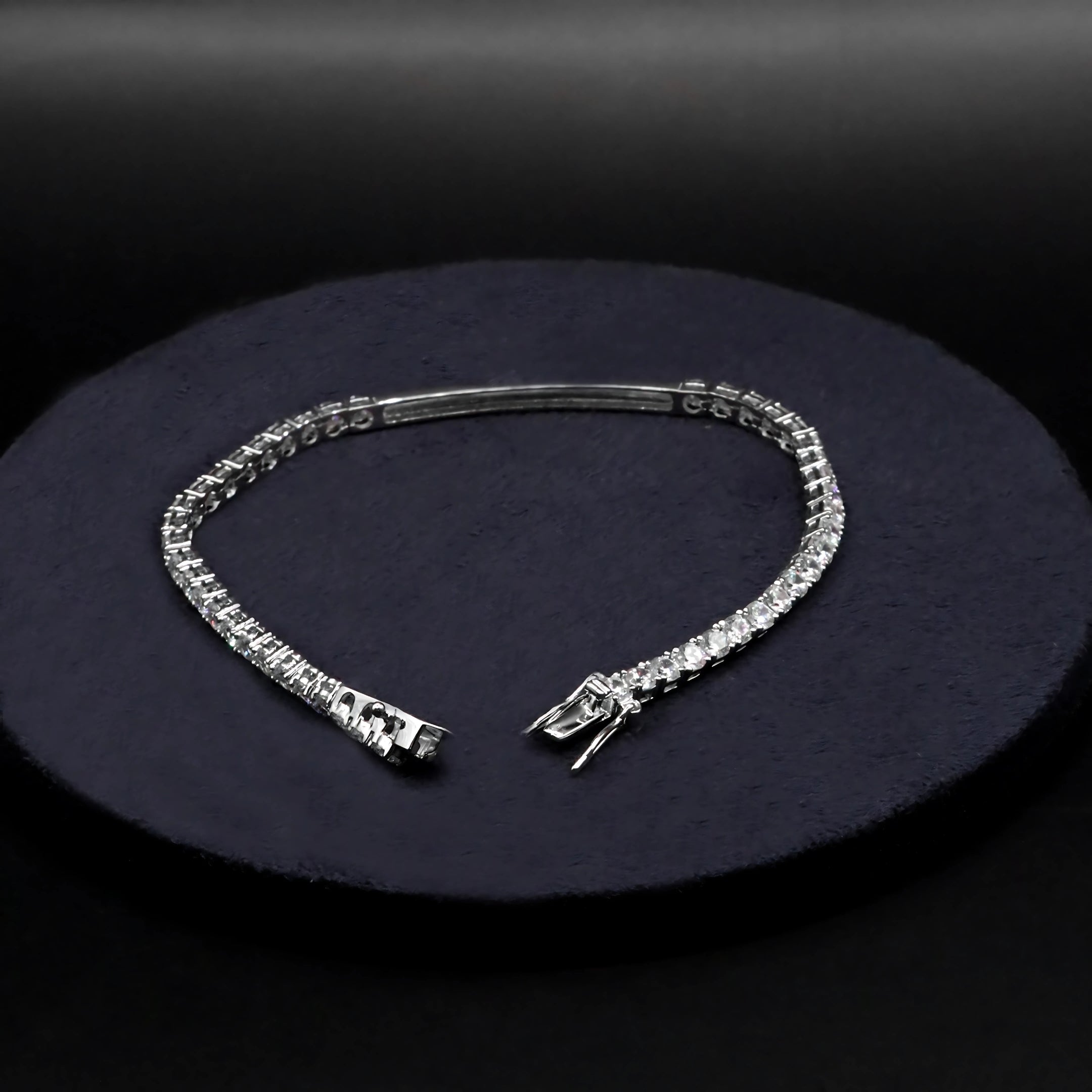 Silver Bar Design White CZ Tennis Bracelet