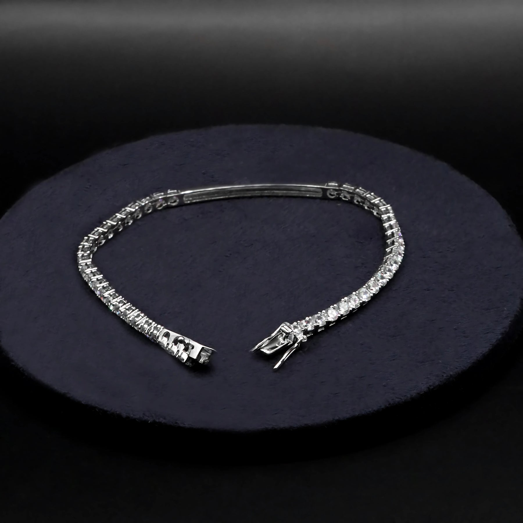 Silver Bar Design White CZ Tennis Bracelet