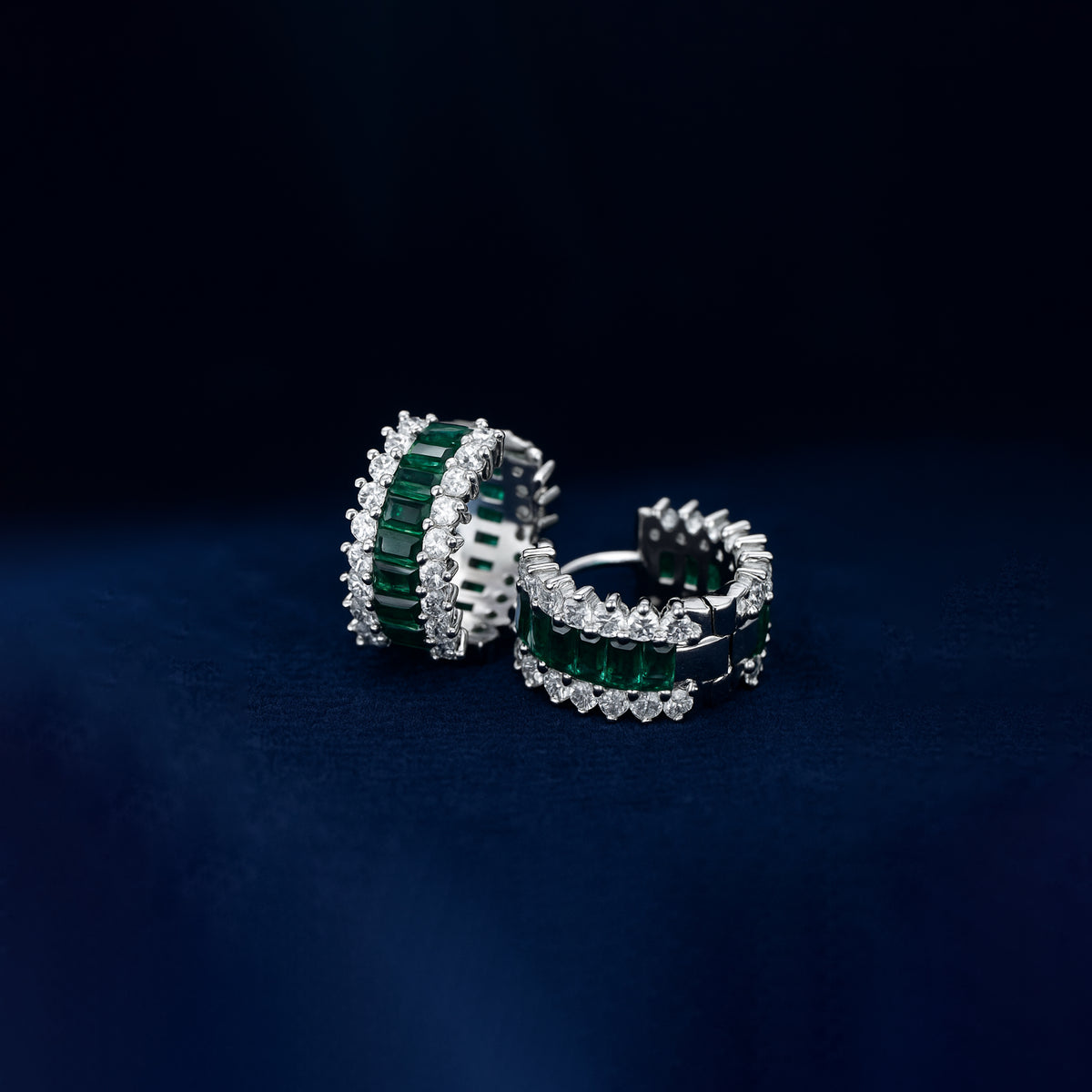 Emerald Huggie Hoop Earrings