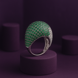 Emerald Dome Pavé Cocktail Ring