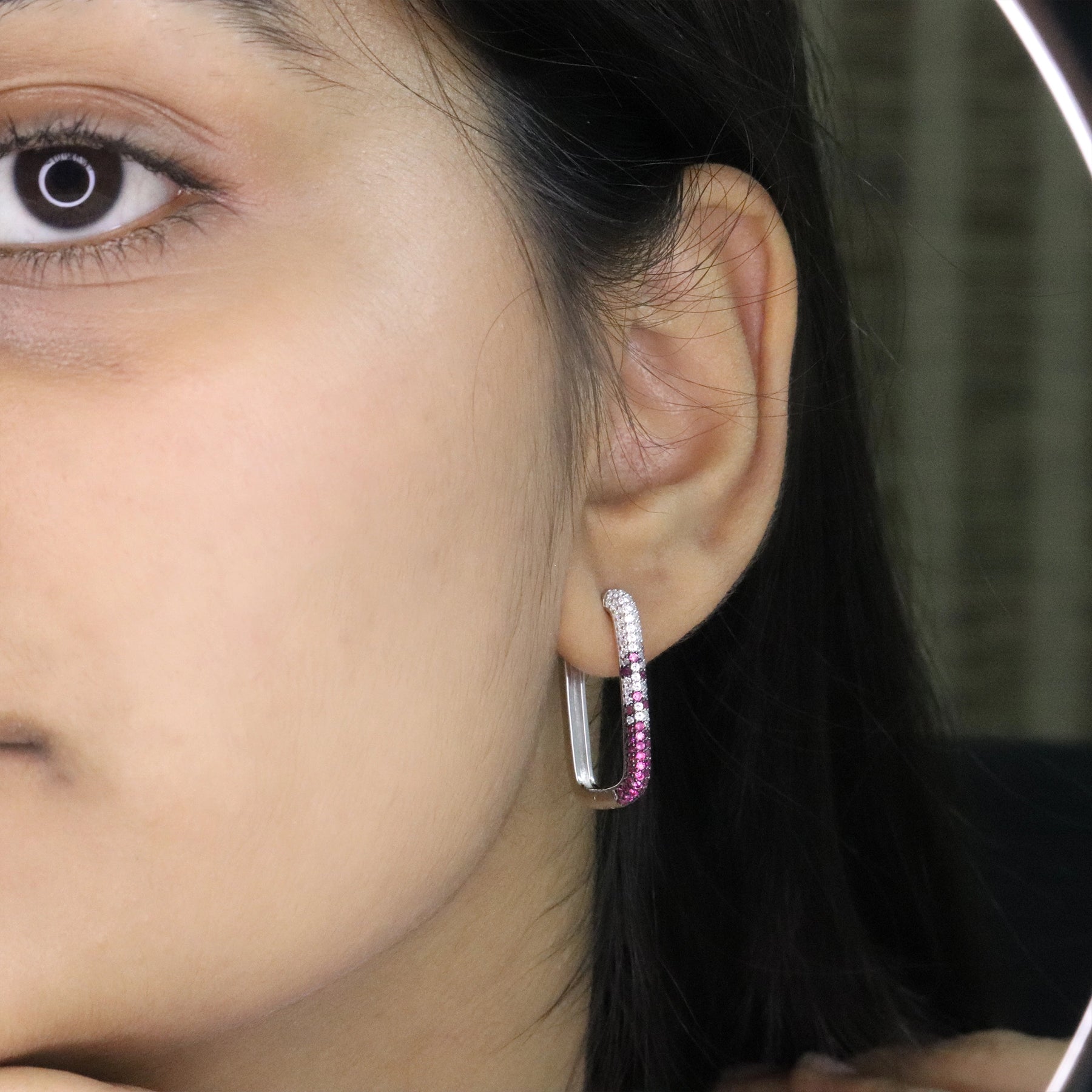 Ruby Ombre Pavé Hoop Earrings