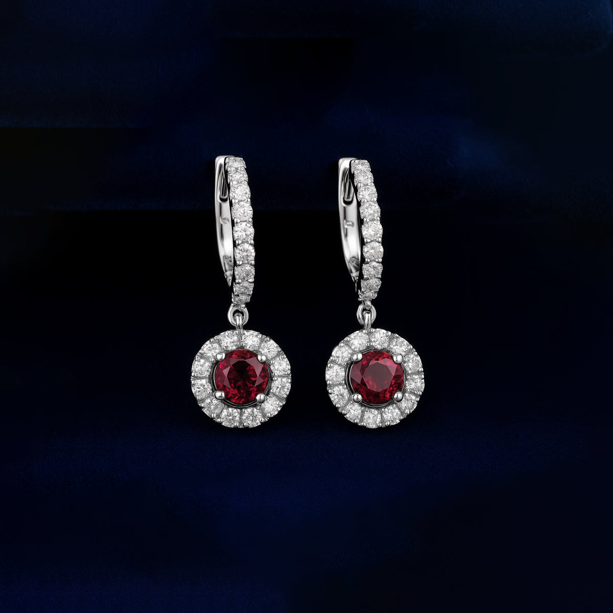 Ruby Celestia Halo Earrings
