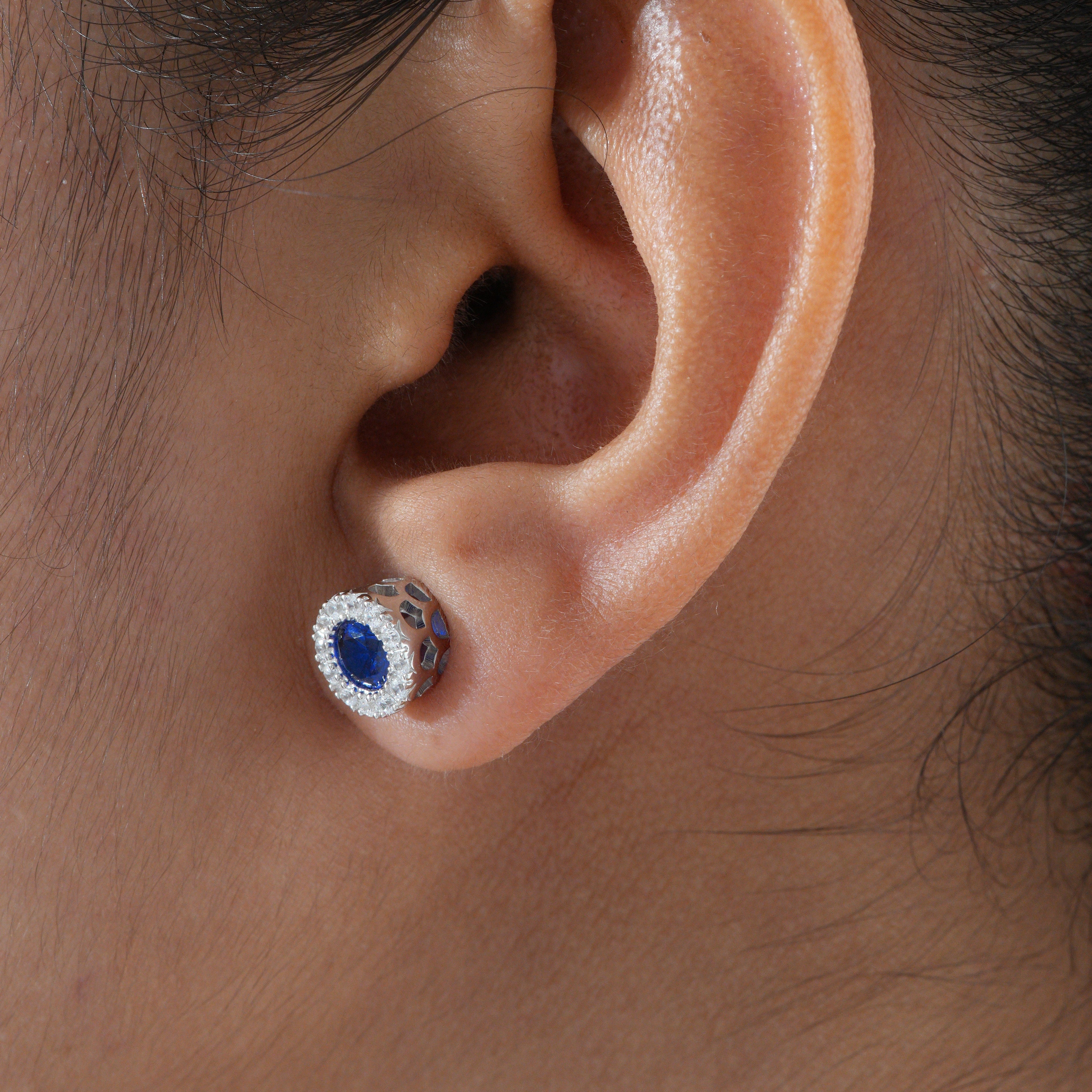 Sapphire Halo Stud Earrings