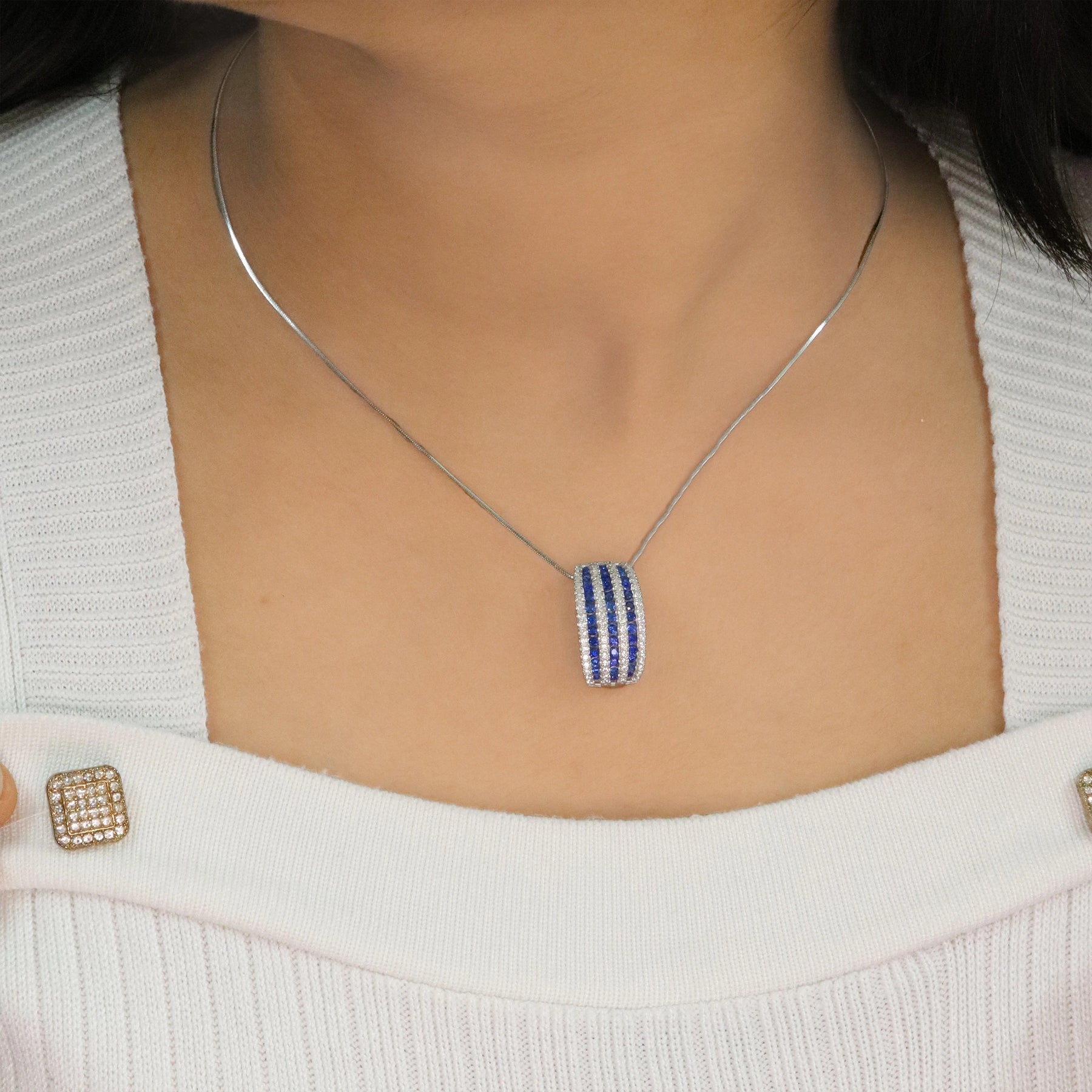 Sapphire Stripe Curve Pendant