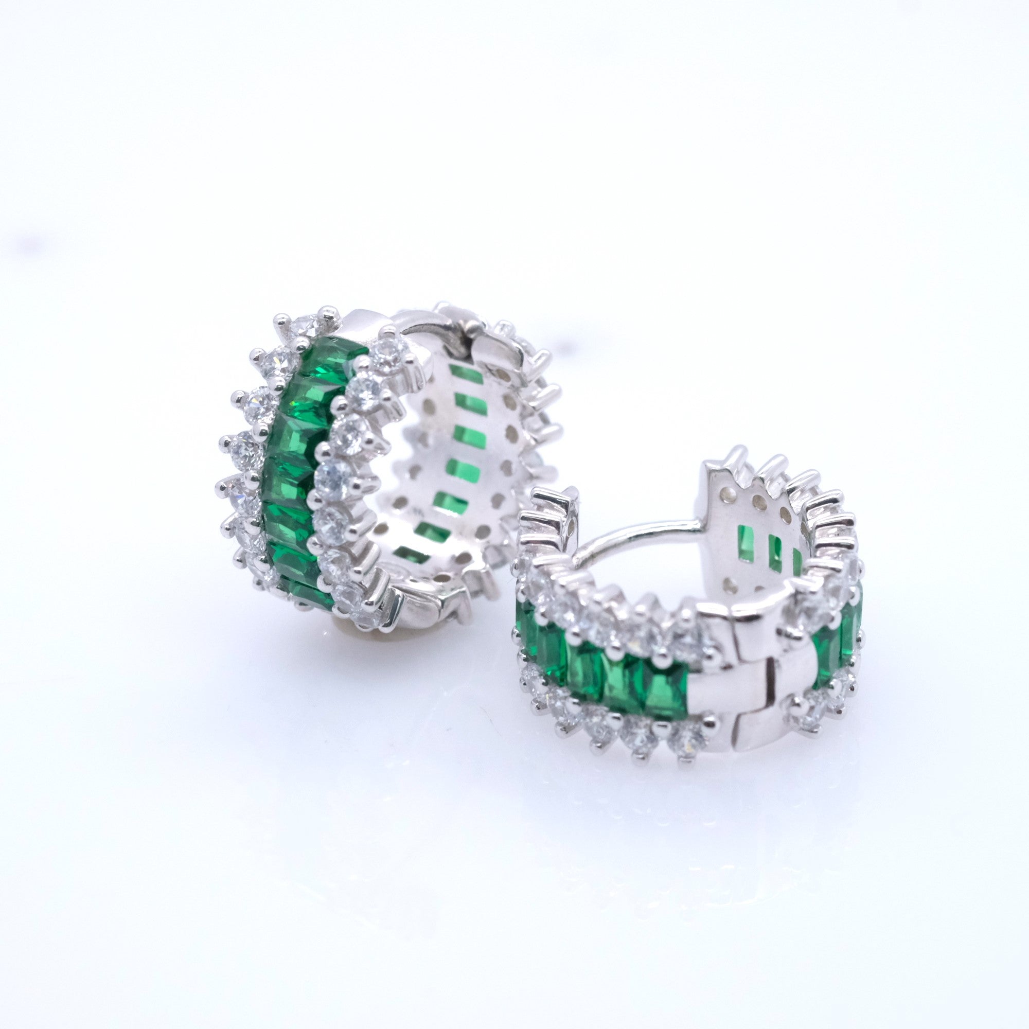 Emerald Huggie Hoop Earrings