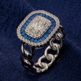 Sapphire Baguette Halo Cocktail Ring