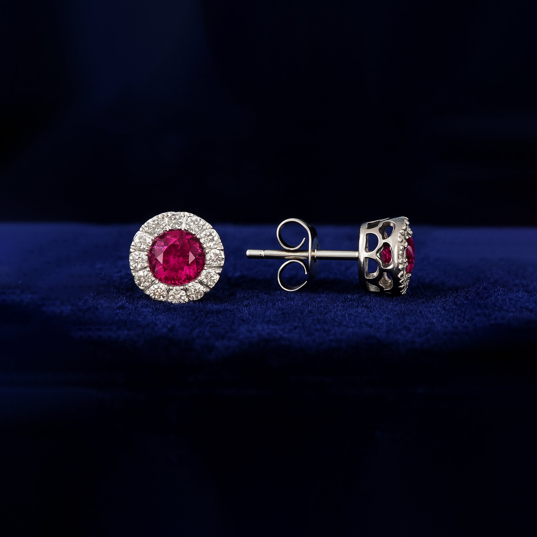 Ruby Halo Stud Earrings