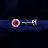 Ruby Halo Stud Earrings