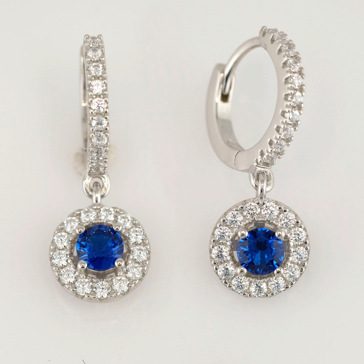 Sapphire Celestia Halo Earrings