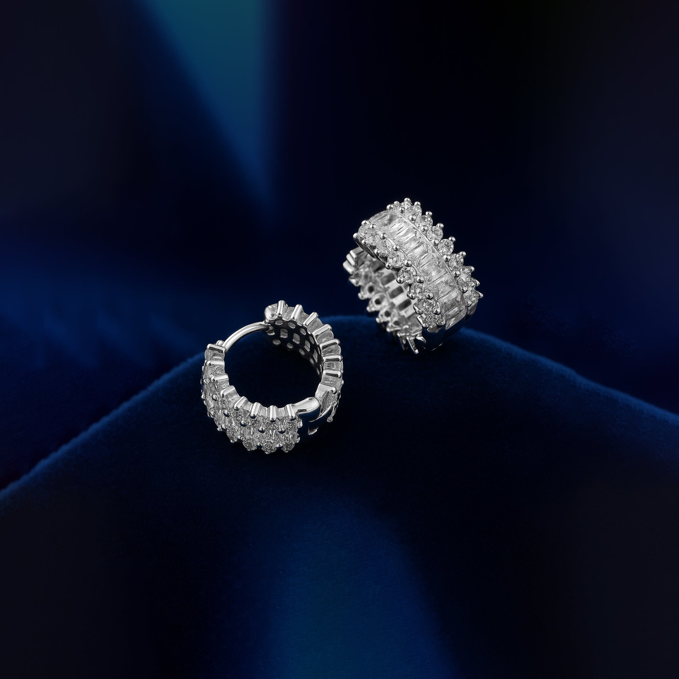 White Huggie Hoop Earrings