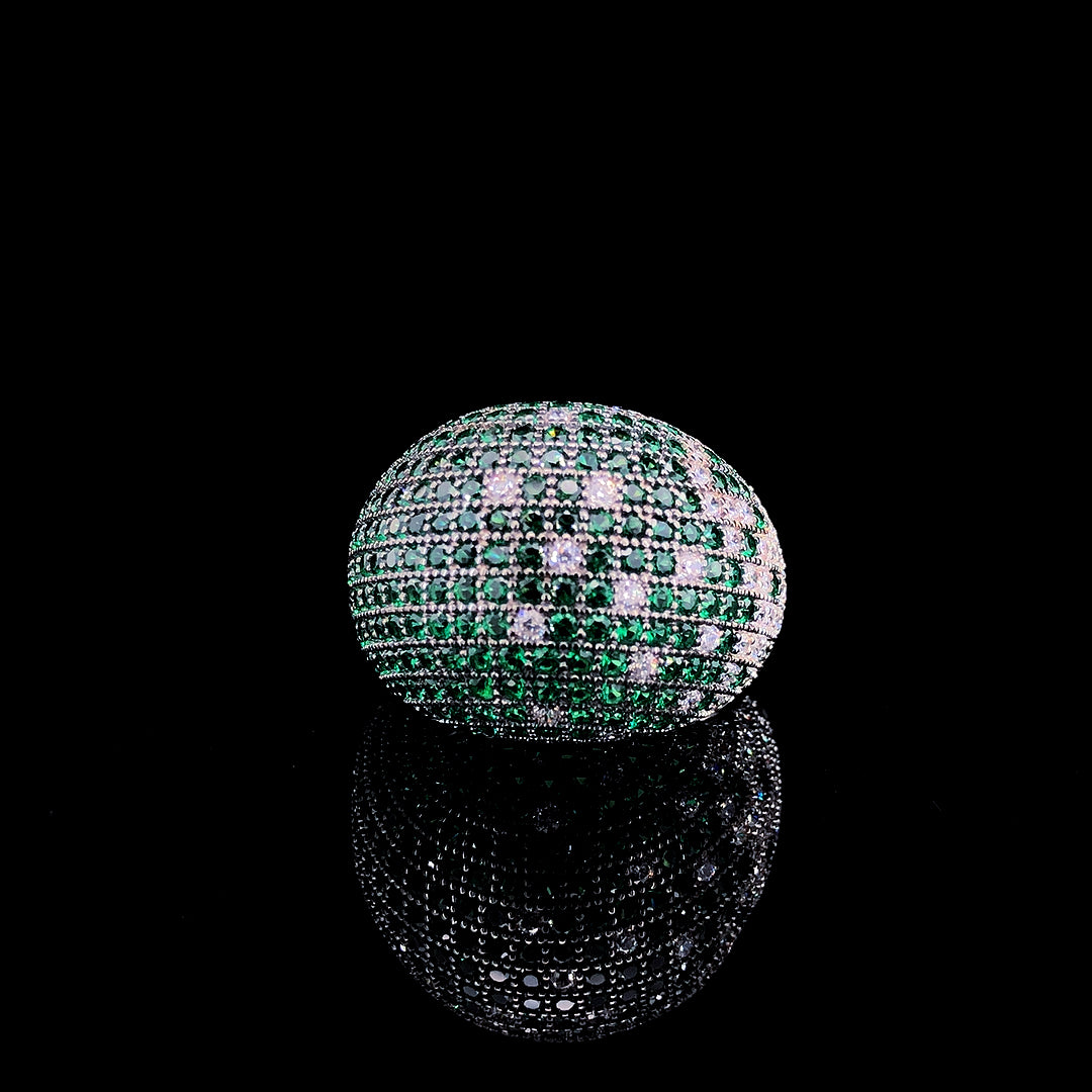 Emerald Dome Pavé Cocktail Ring
