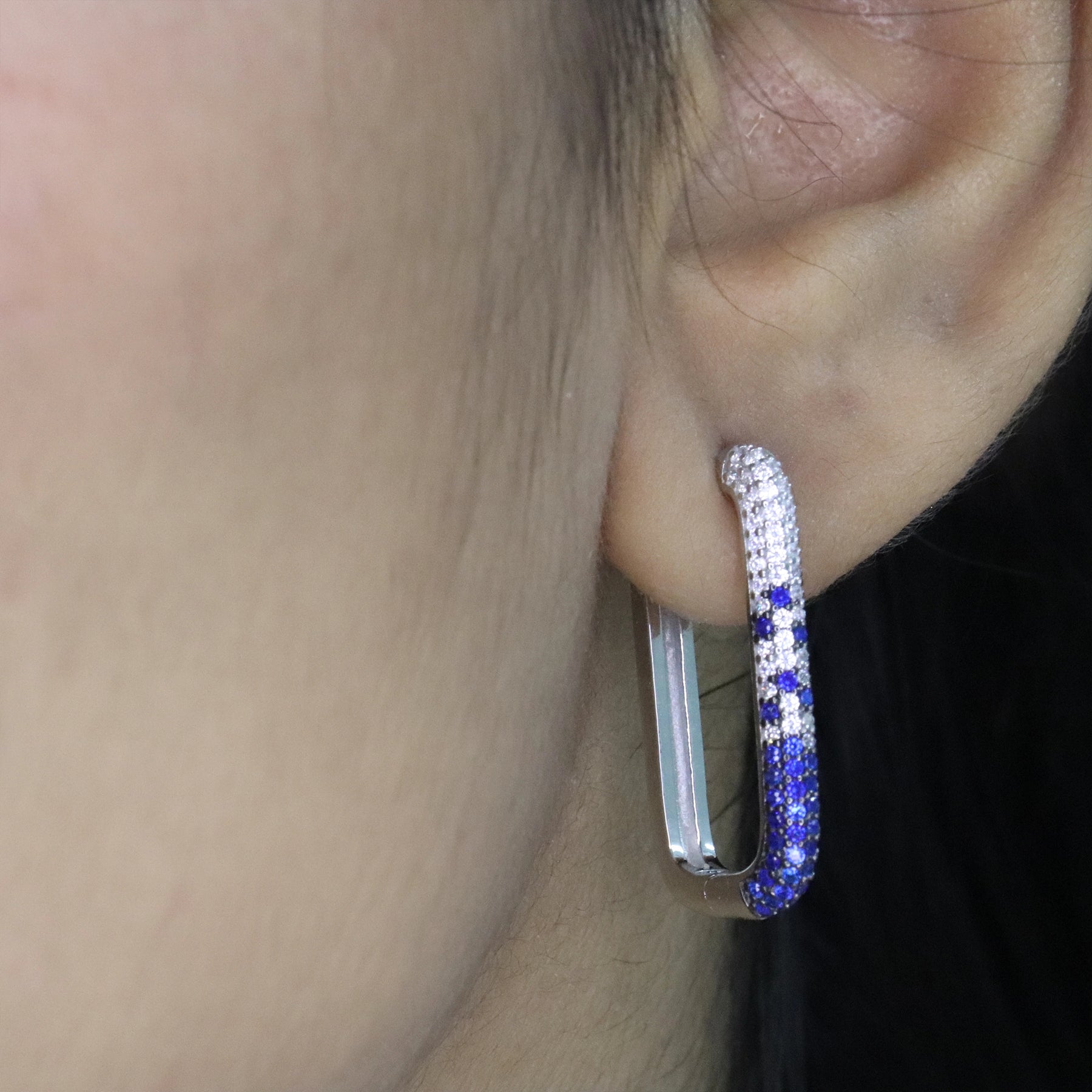 Sapphire Ombre Pavé Hoop Earrings
