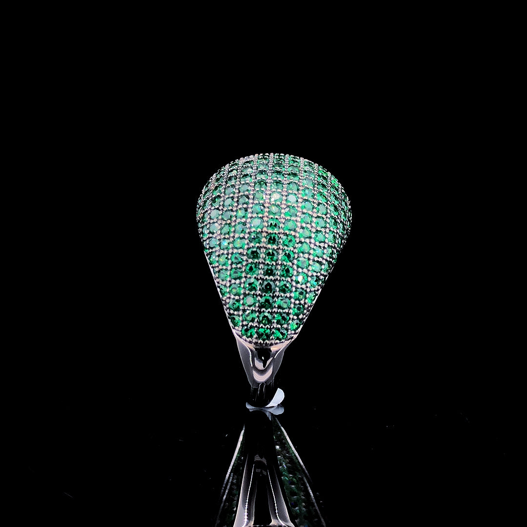 Emerald Dome Pavé Cocktail Ring