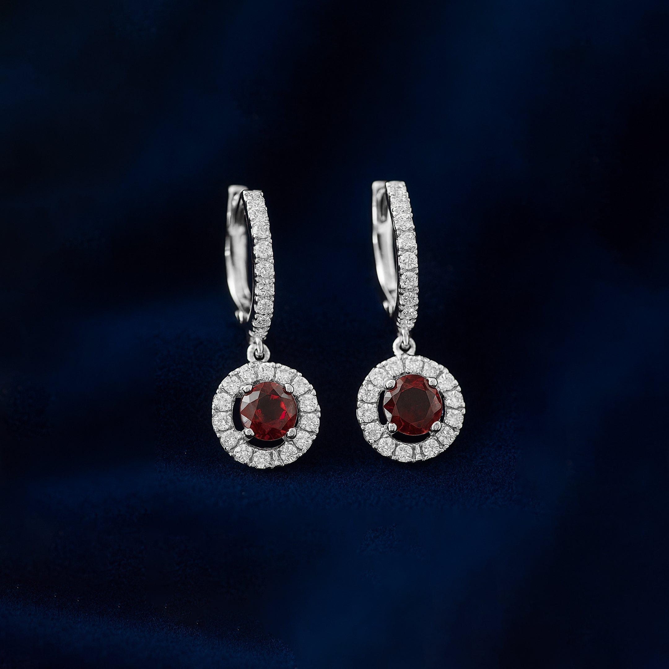 Ruby Celestia Halo Earrings