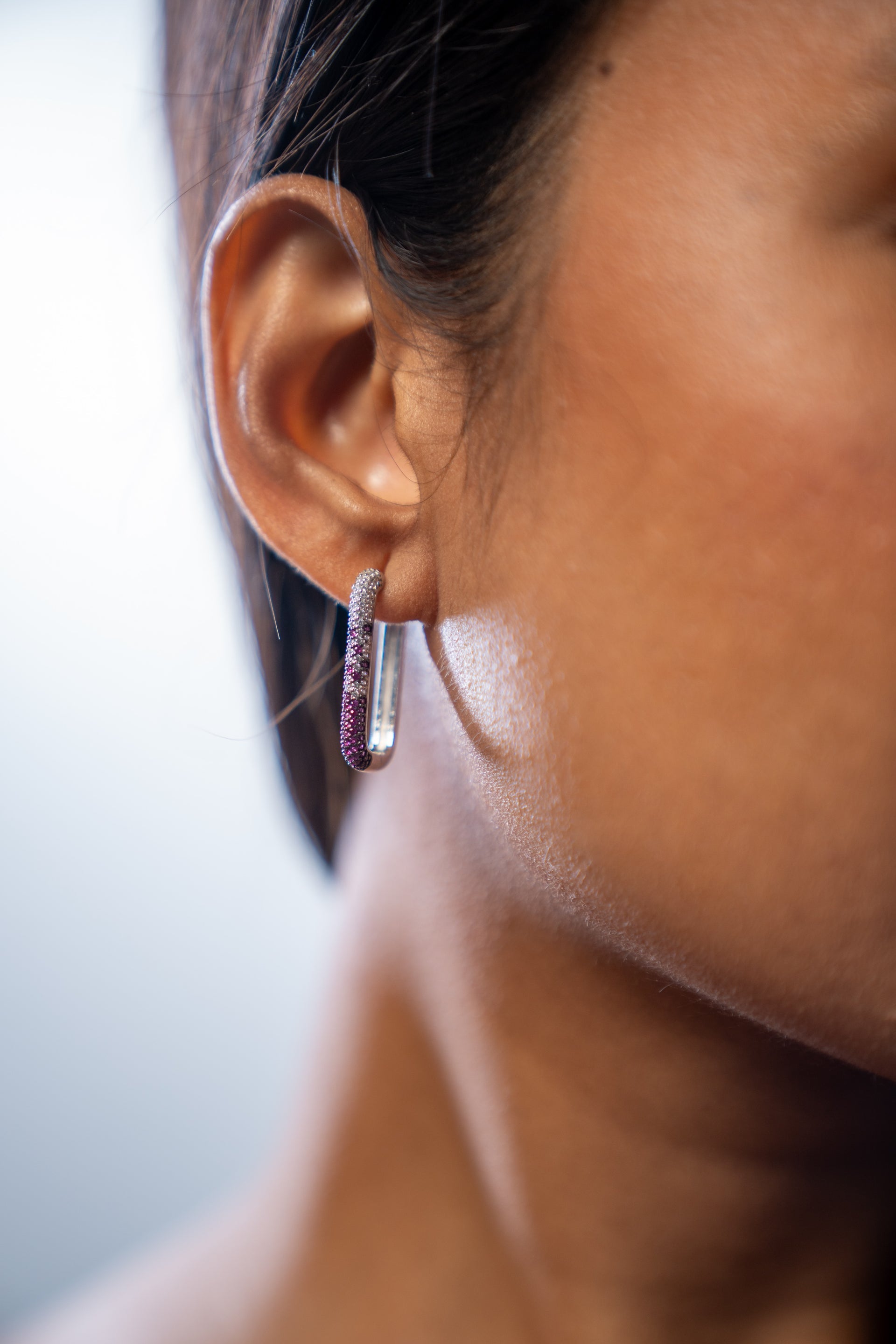 Ruby Ombre Pavé Hoop Earrings
