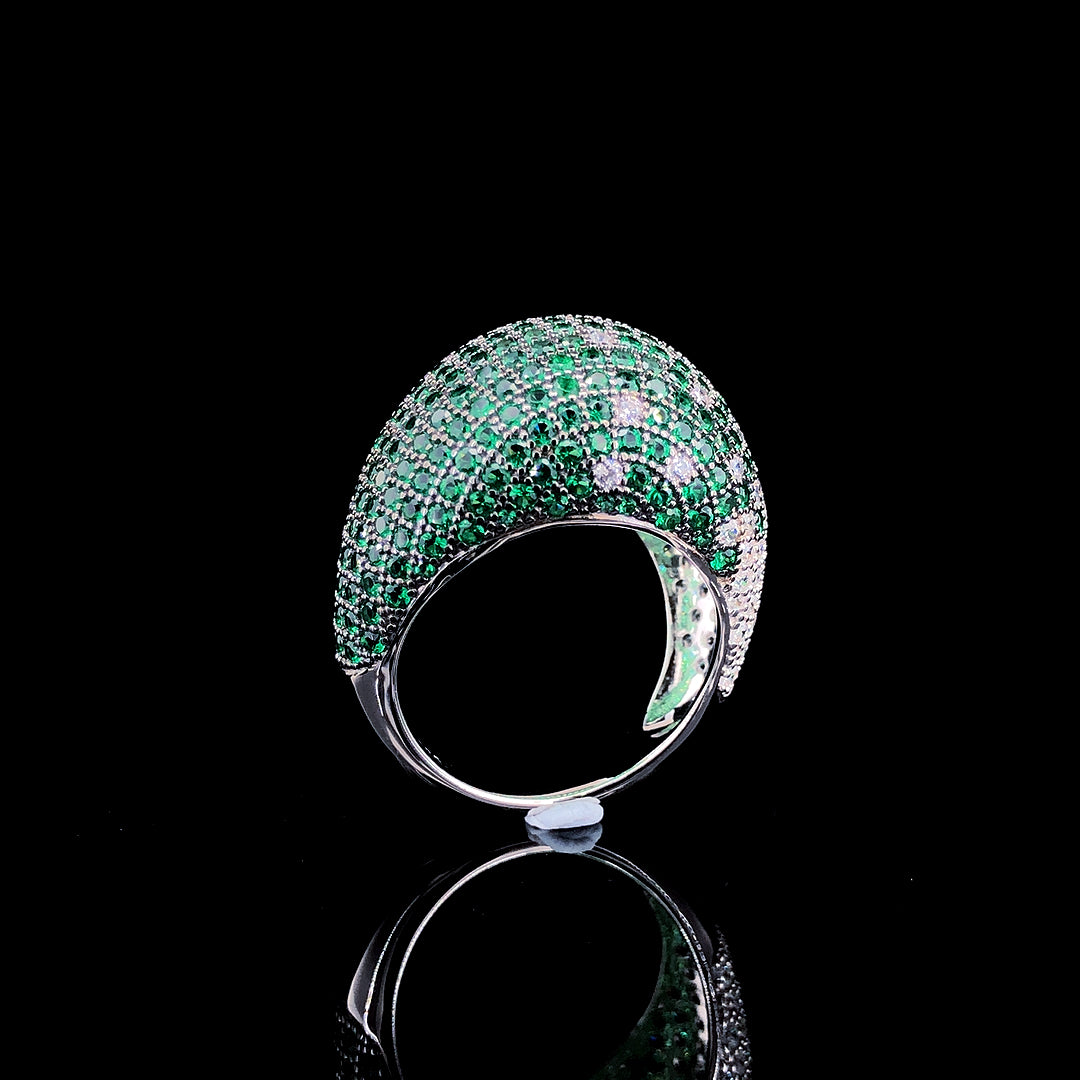 Emerald Dome Pavé Cocktail Ring