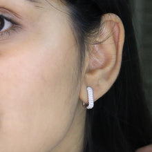 White Ombré Pavé Huggie Hoop Earring