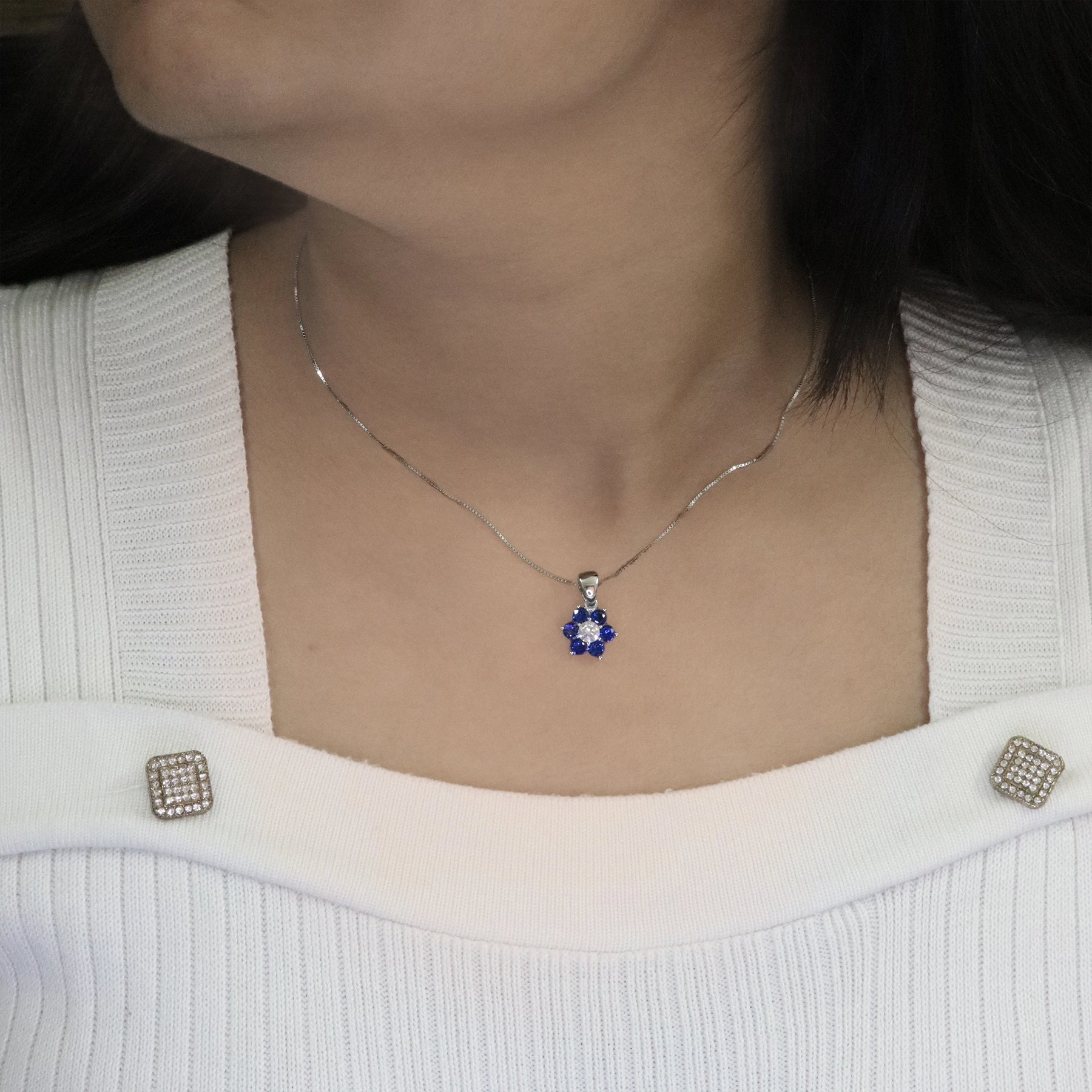 Sapphire Floral Pendant