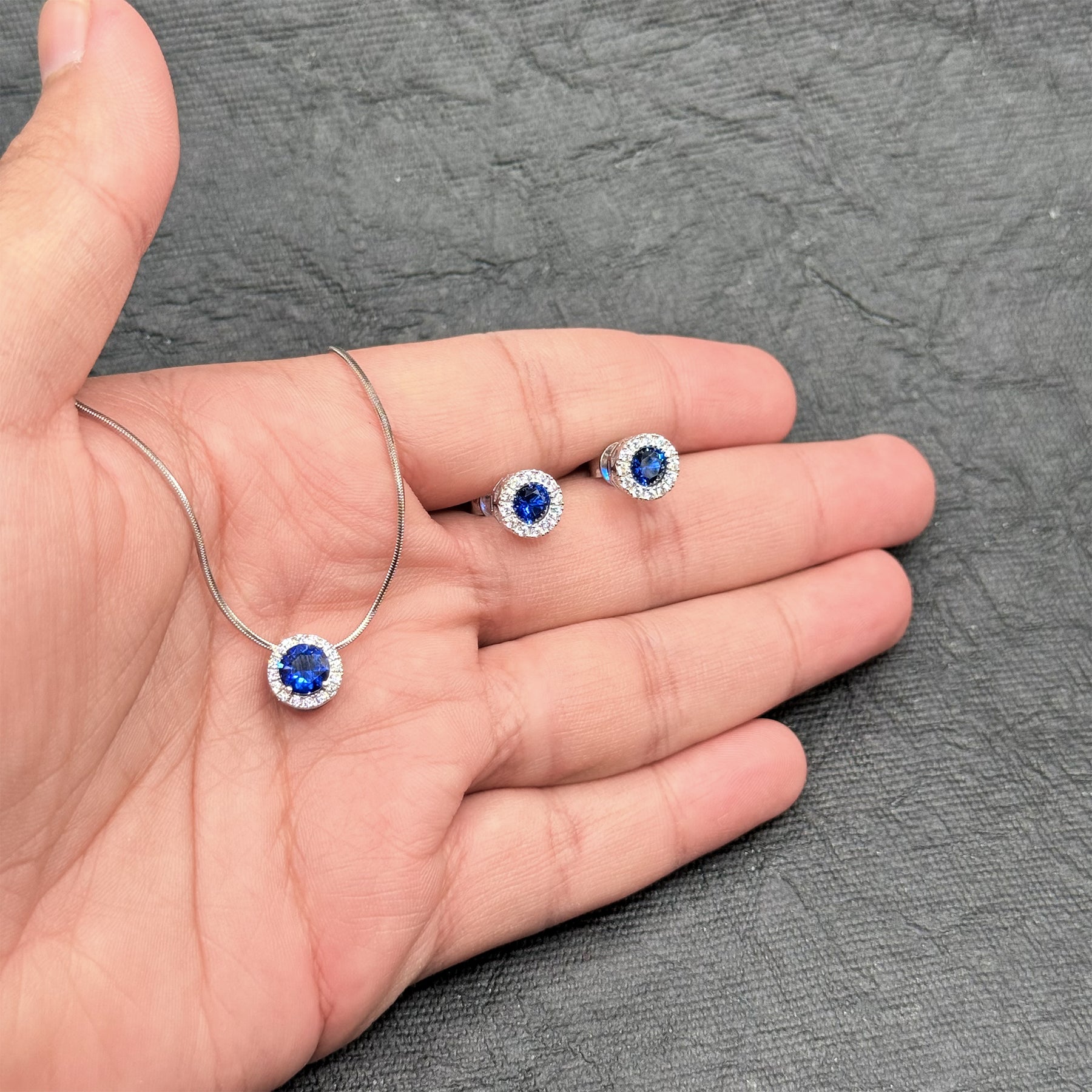 Sapphire Halo Elegance Set