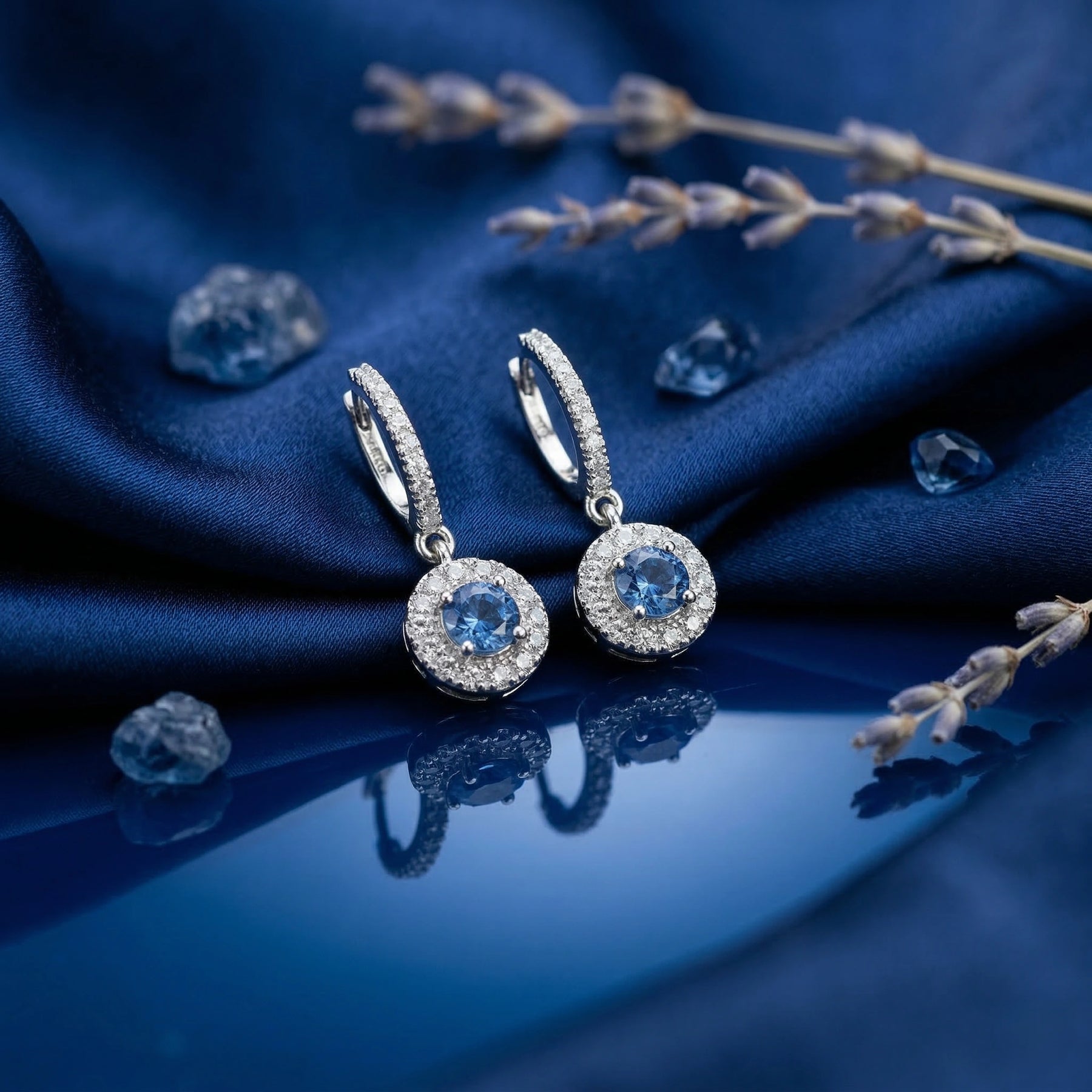 Aqua Celestia Halo Earrings