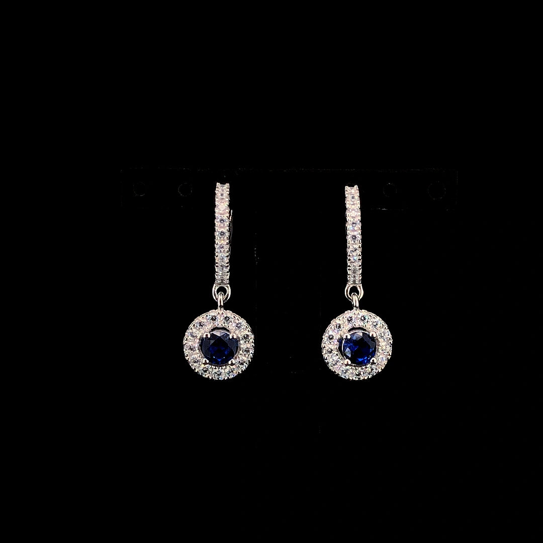 Sapphire Celestia Halo Earrings