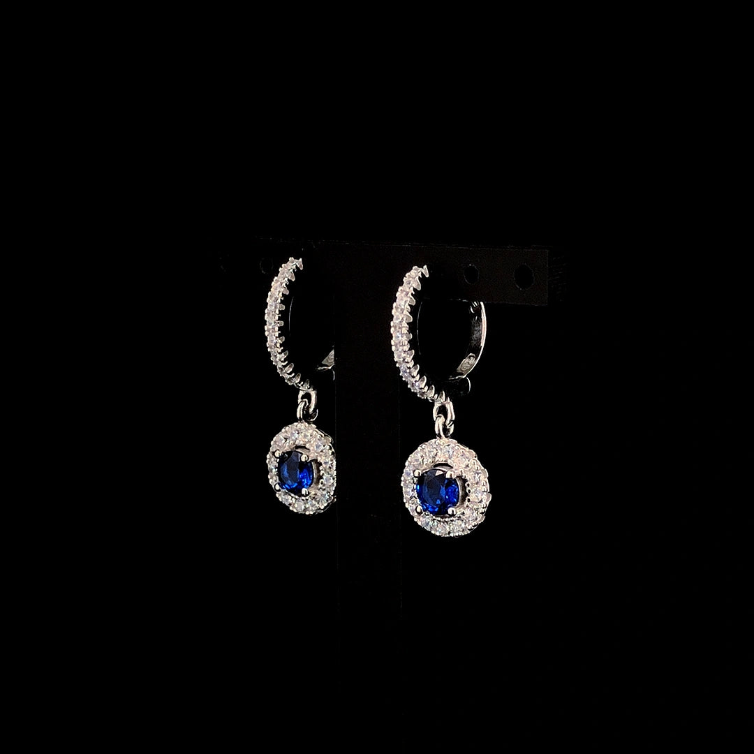 Sapphire Celestia Halo Earrings