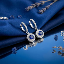 Sapphire Celestia Halo Earrings
