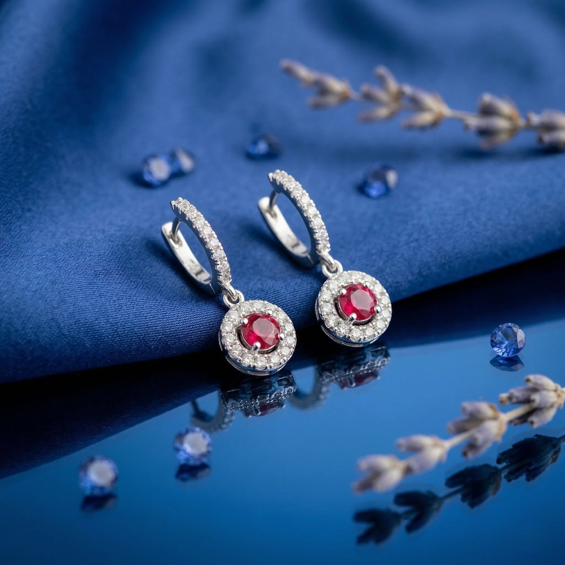 Ruby Celestia Halo Earrings