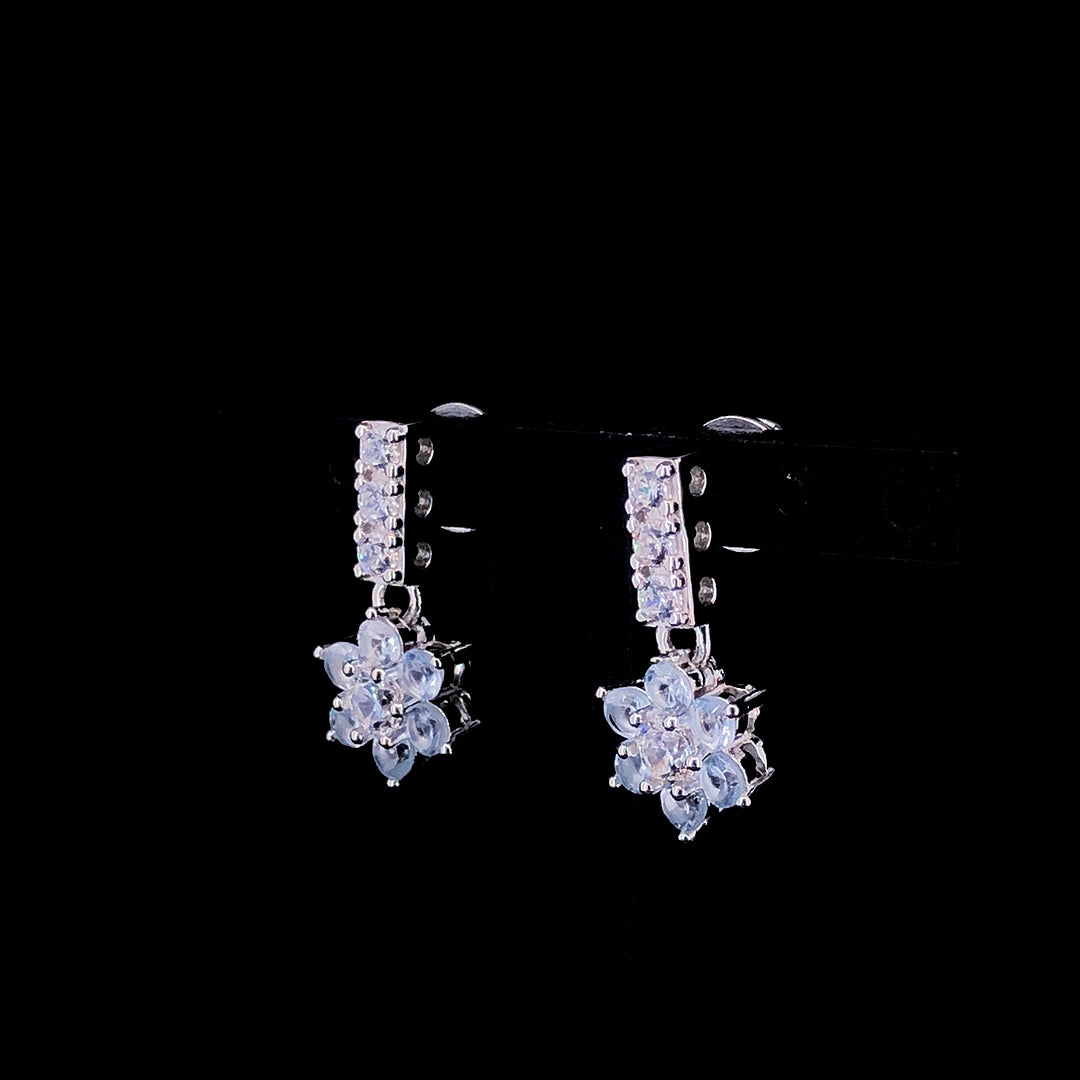 Aqua Flower Cluster Drop Earrings