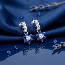 Blue Flower Cluster Drop Earrings