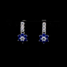 Blue Flower Cluster Drop Earrings